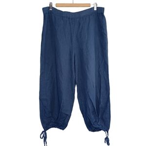 Talia Benson Lagenlook Cropped 100% Linen Trouser Pants